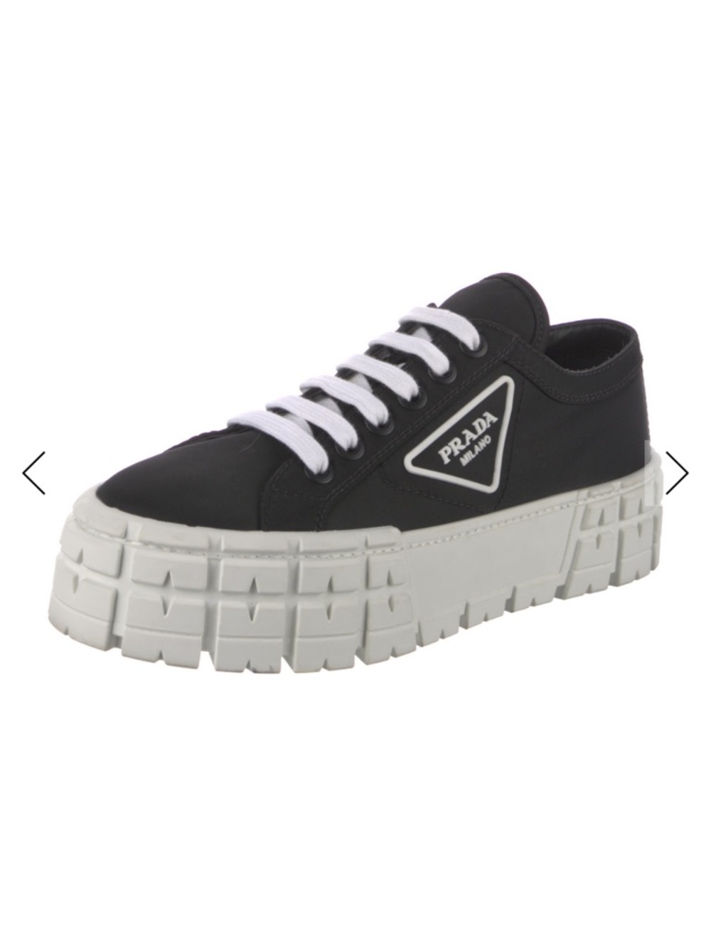 Prada Black Canvas Low-Top Sneaker with White Platform Sole - Picture 2 of 7